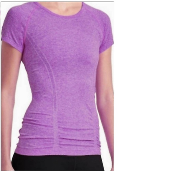 Athleta Purple Fitted Cap Sleeve Ruched Tee - Picture 1 of 5